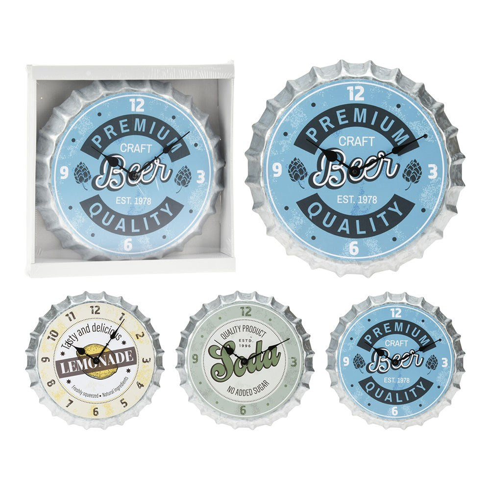 Reloj de pared en forma de chapa de botella, modelos variados, ø31 cm