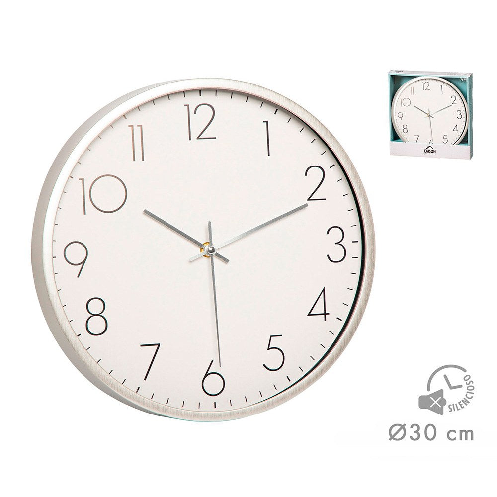 Reloj pared gris/blanco, ø30 cm