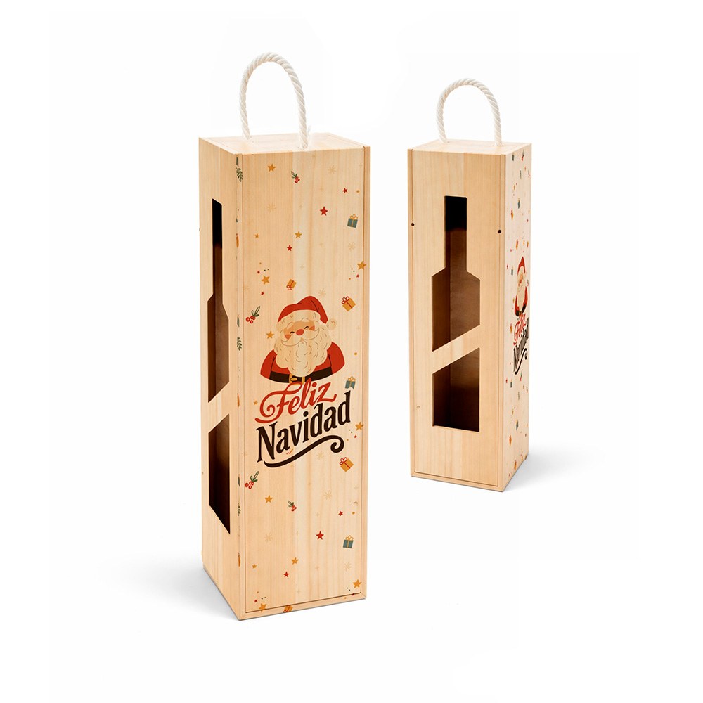 Caja para botella madera decorada navidad