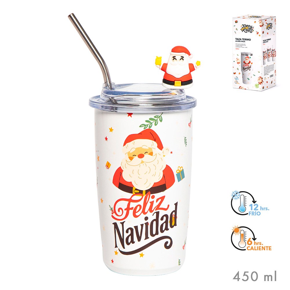 Taza termo modelo papa noel feliz navidad 450 ml