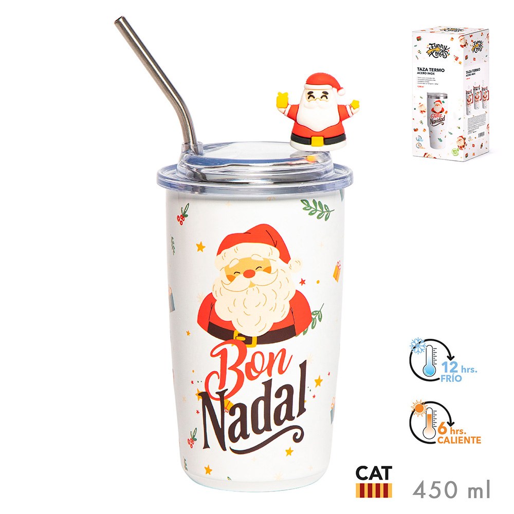 Taza termo modelo papa noel bon nadal cat 450 ml