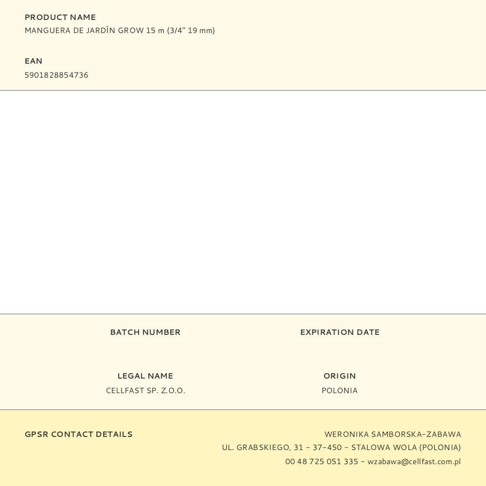 Manguera de jardín grow ø19 mm, ¾ pulg, 15 m