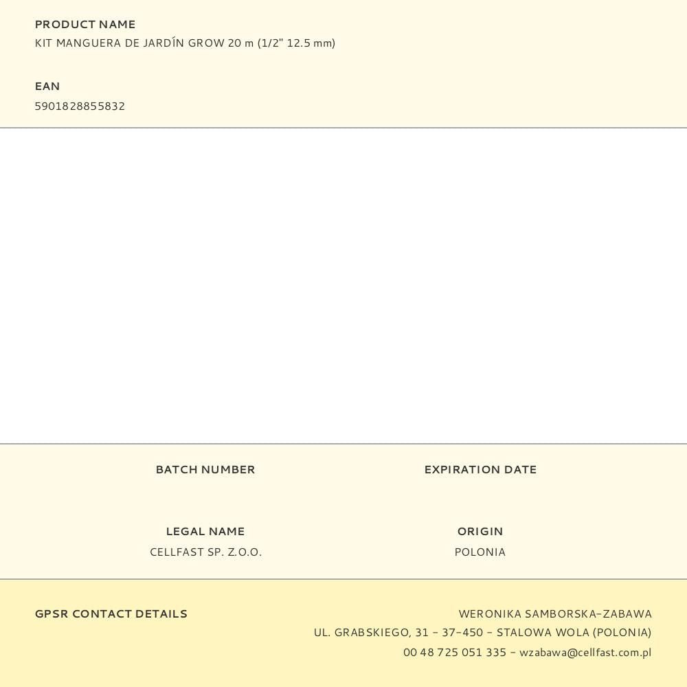 Kit manguera de jardín grow ø12,5 mm, ½ pulg, 20 m