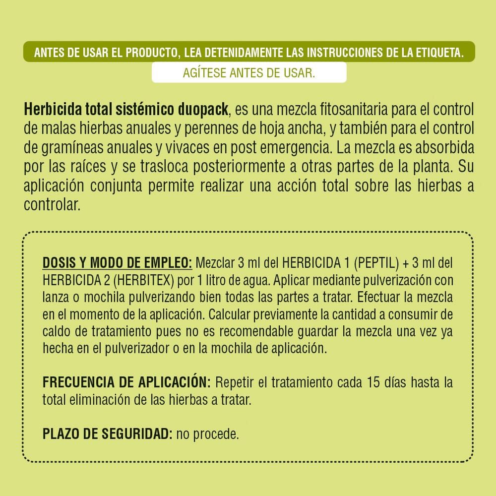 Herbicida total sistémico duopack 25 ml + 25 ml