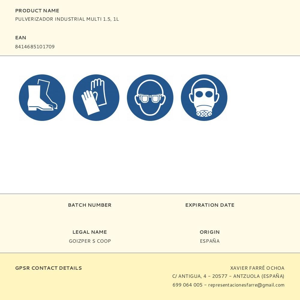 Pulverizador industrial multi 1,5 l