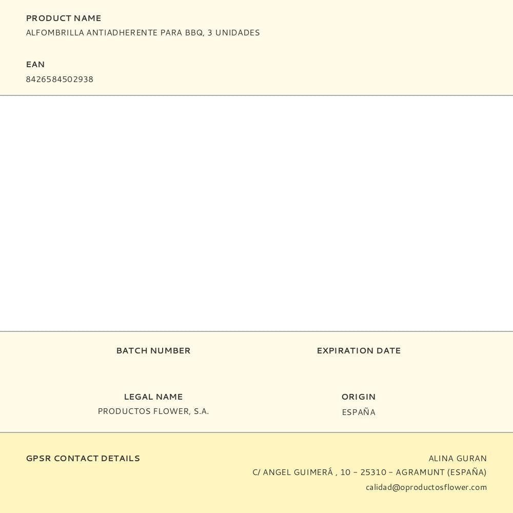 Alfombrilla antiadherente para bbq, 3 unidades