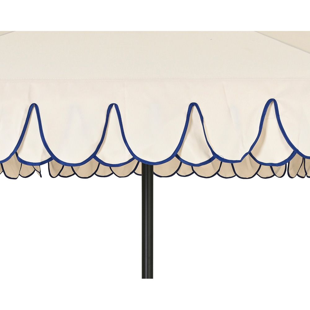 Parasol para jardín, beige con ribete azul, ø270 x 235 cm