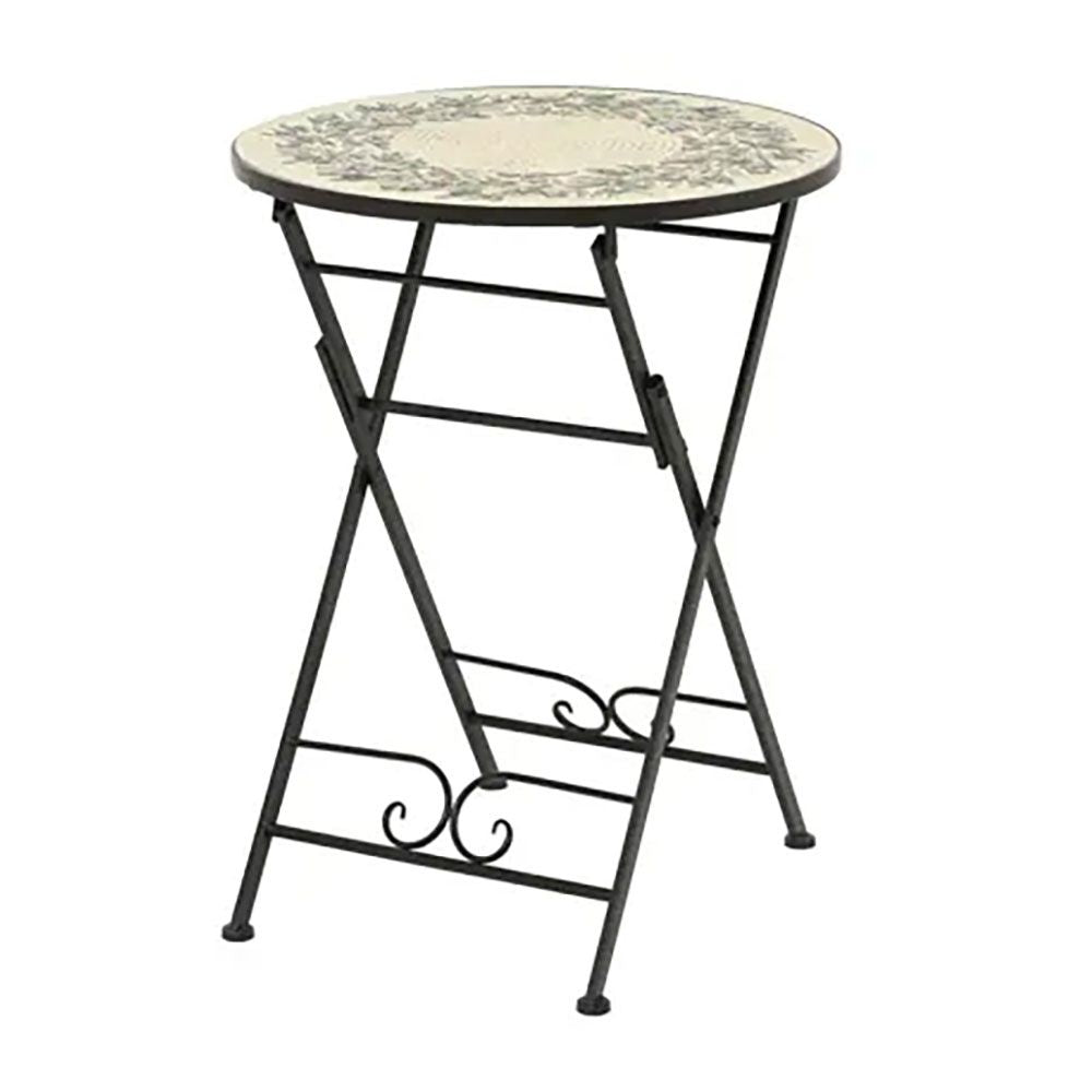 Mesa metálica/mosaico plegable atenas color negro para exterior ø58 x 75 cm