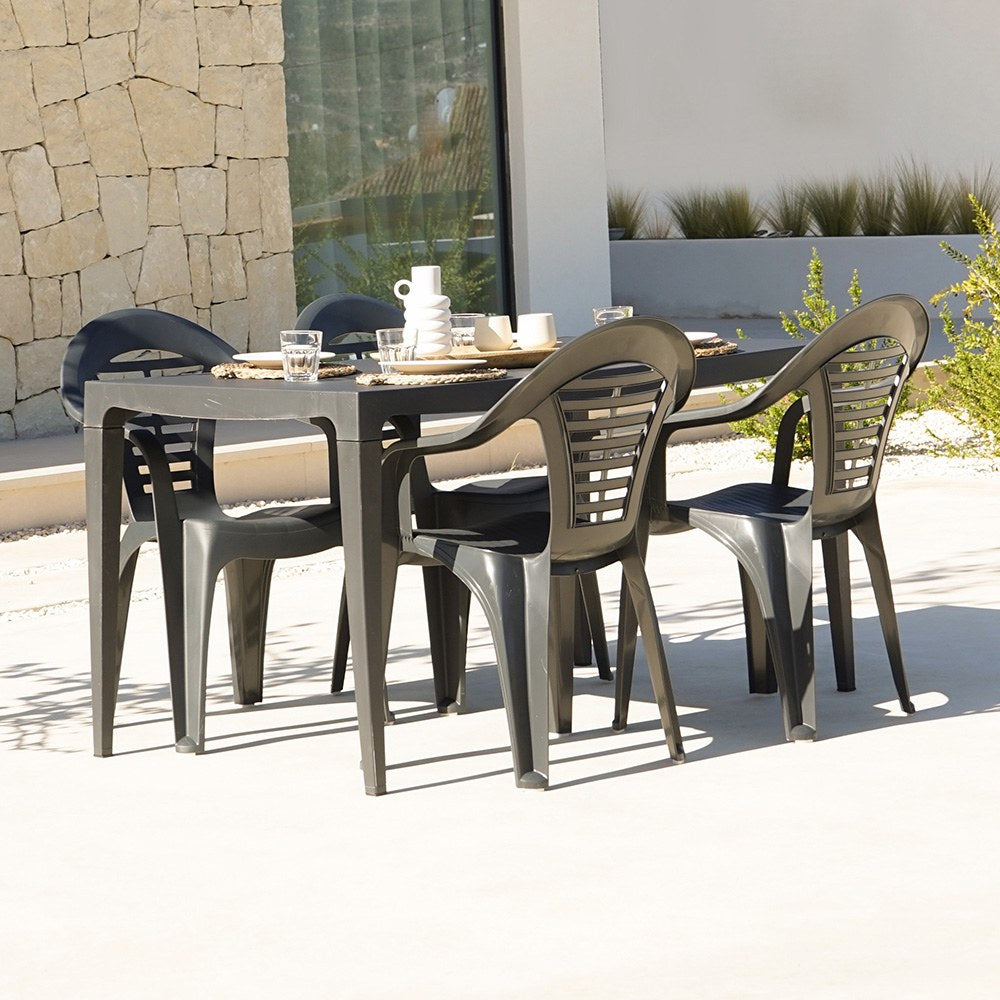 Silla apilable menorca, color antracita, 54 x 58 x 86 cm