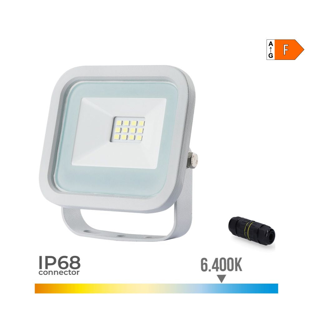 Foco proyector led blanco 10 w 800 lm 6400 k luz fría, 9,2 x 2,7 x 8,1 cm