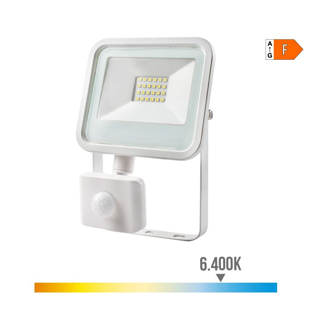 Foco proyector led con sensor de presencia 20 w, 1520 lm, 6400 k, luz fría, 12,4 x 4,5 x 15,8 cm