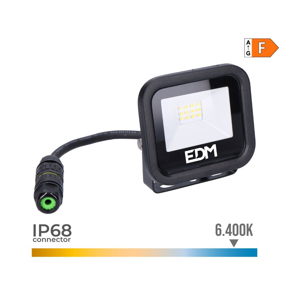 Foco proyector led 10 w 800 lm 6400 k luz fría, black series, 9,2 x 8,1 x 2,7 cm