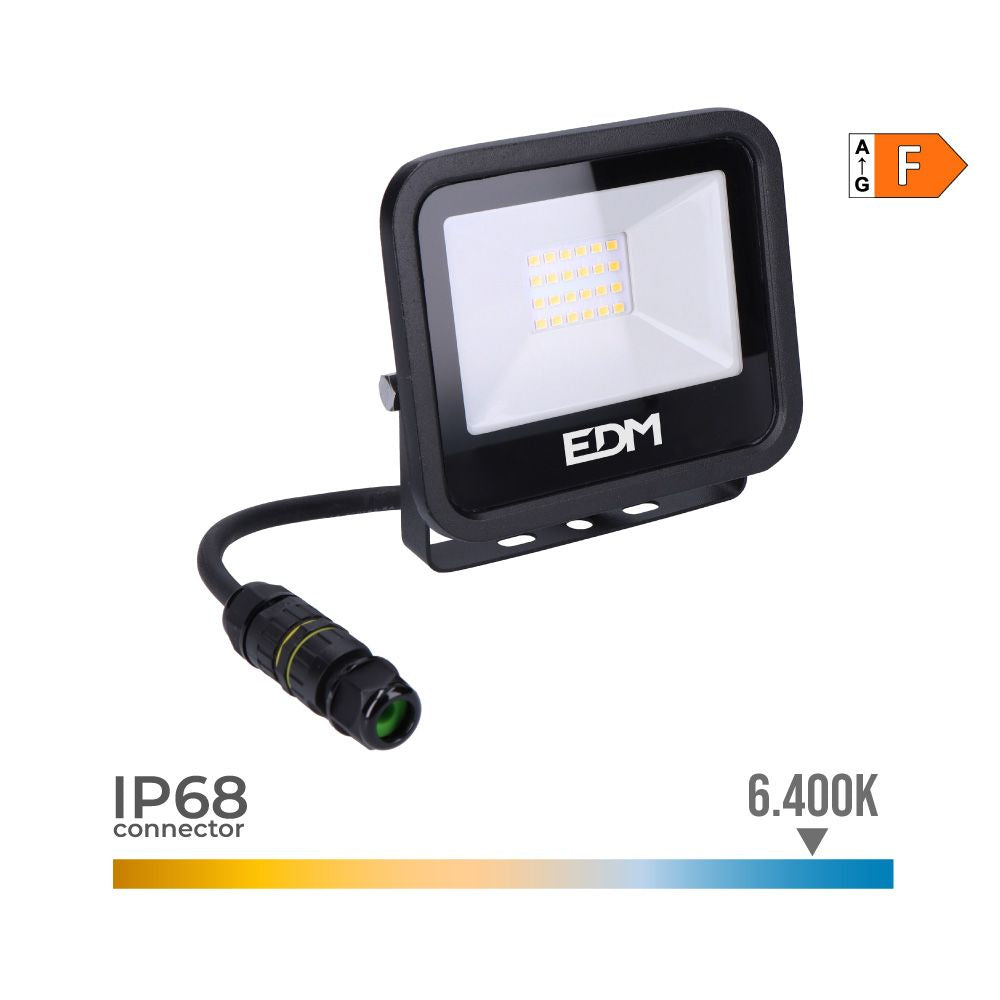 Foco proyector led 20 w 1520 lm 6400 k luz fría, black series, 12,4 x 2,8 x 10,6 cm