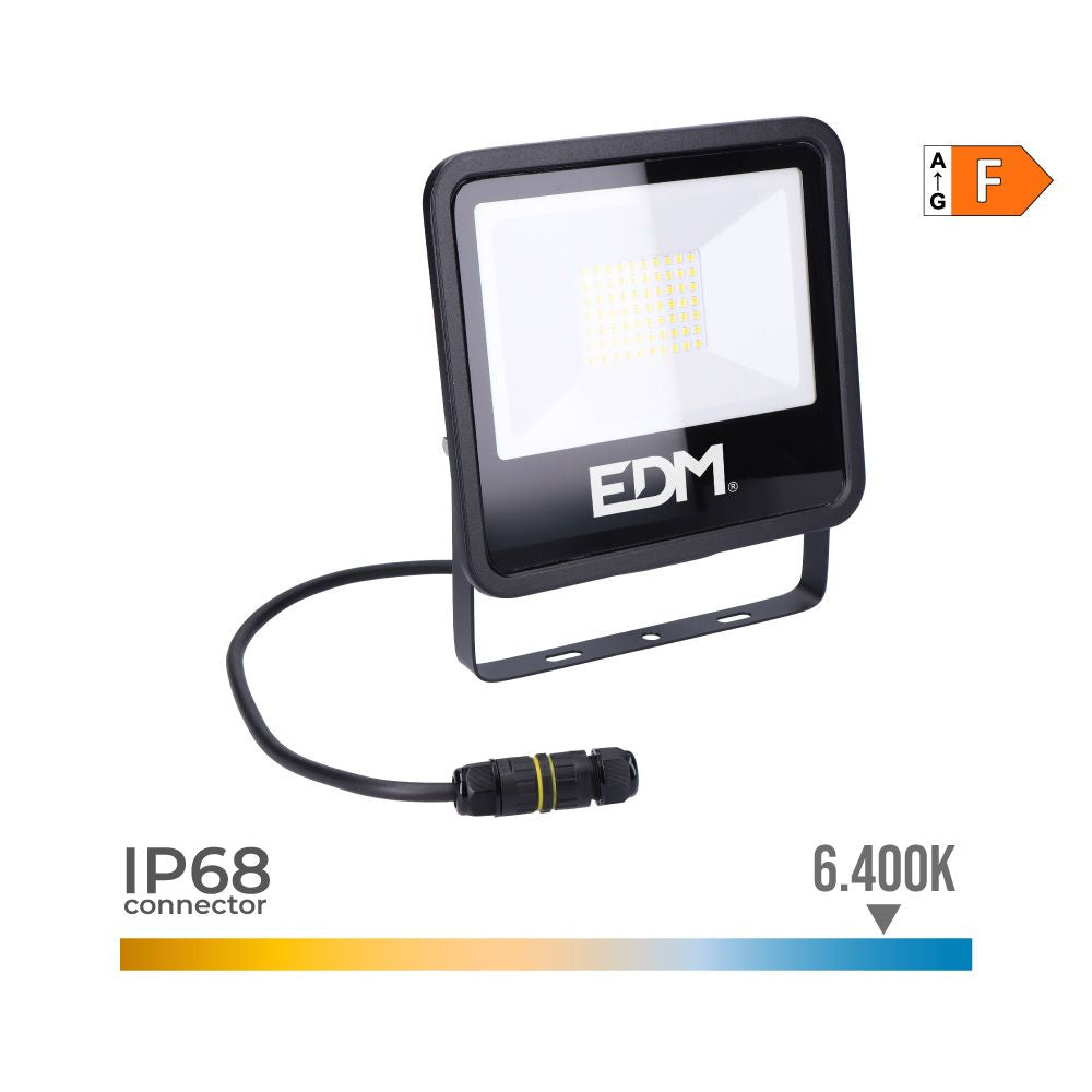Foco proyector led 50 w 4000 lm 6400 k luz fría, black series, 19,2 x 17,5 x 2,9 cm
