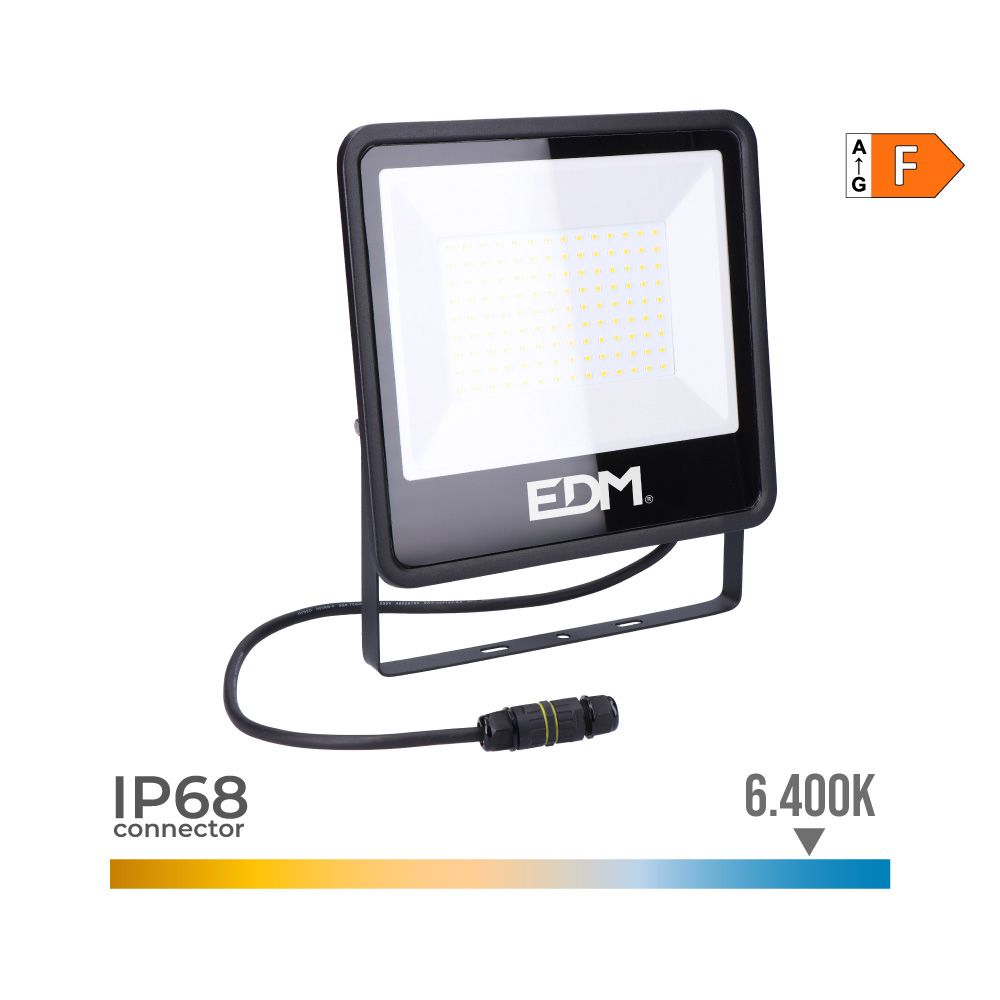 Foco proyector led 100 w 8200 lm 6400 k luz fría, black series, 24,6 x 22,8 x 2,9 cm