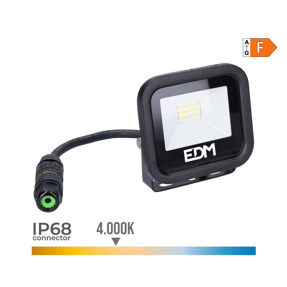 Foco proyector led 10 w 800 lm 4000 k luz día, black series, 9,2 x 8,1 x 2,7 cm