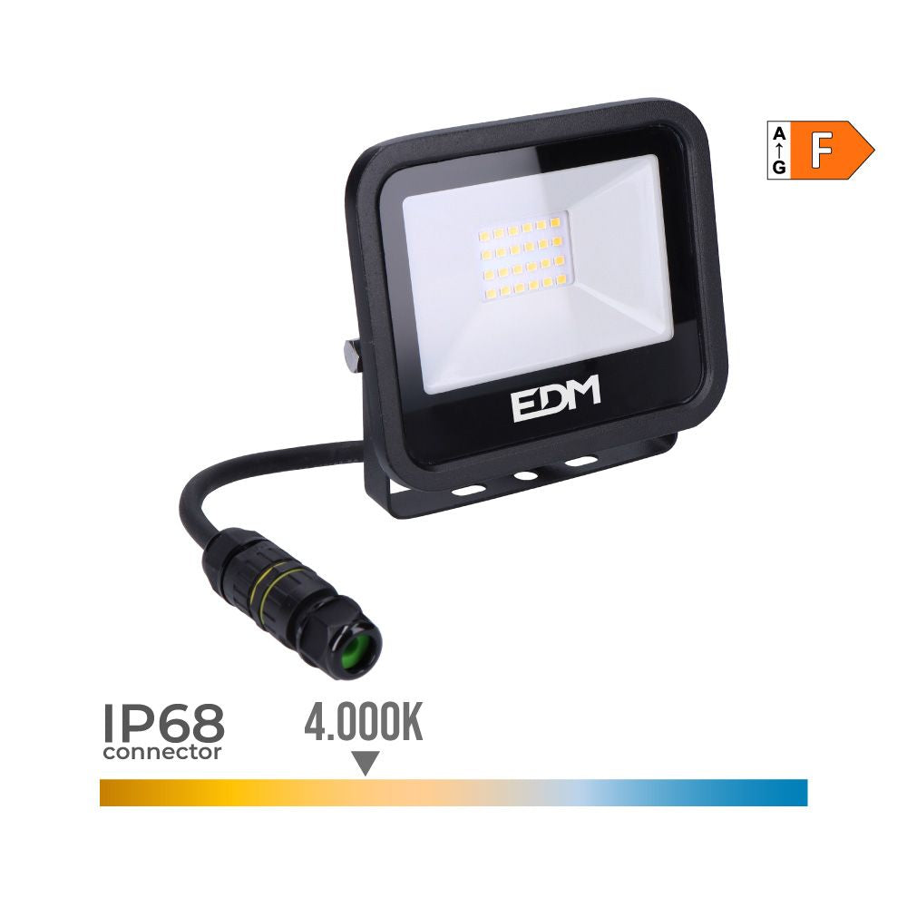 Foco proyector led 20 w 1520 lm 4000 k luz día, black series, 12,4 x 10,6 x 2,8 cm
