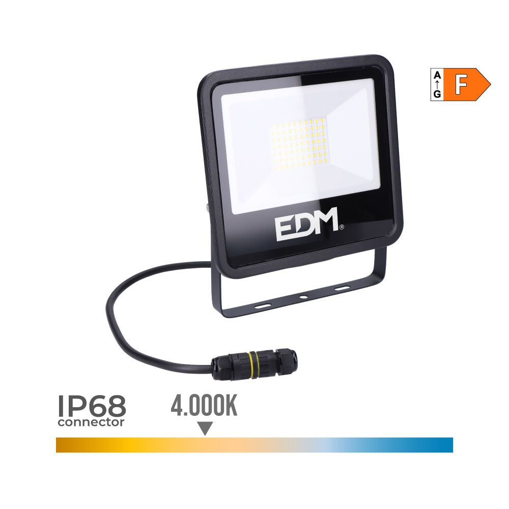 Foco proyector led 50 w 4000 lm 4000 k luz día, black series, 19,2 x 2,9 x 17,5 cm