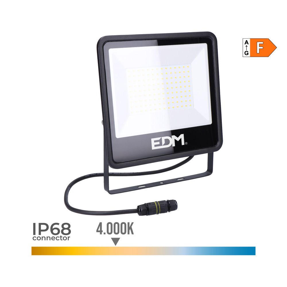 Foco proyector led 100 w 8200 lm 4000 k luz día, black series, 24,6 x 22,8 x 2,9 cm