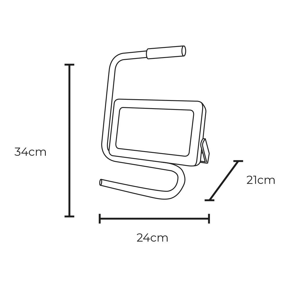 Foco proyector de led con pie 50 w 4000 lm 6400 k luz fría black series - 24 x 21 x 34 cm