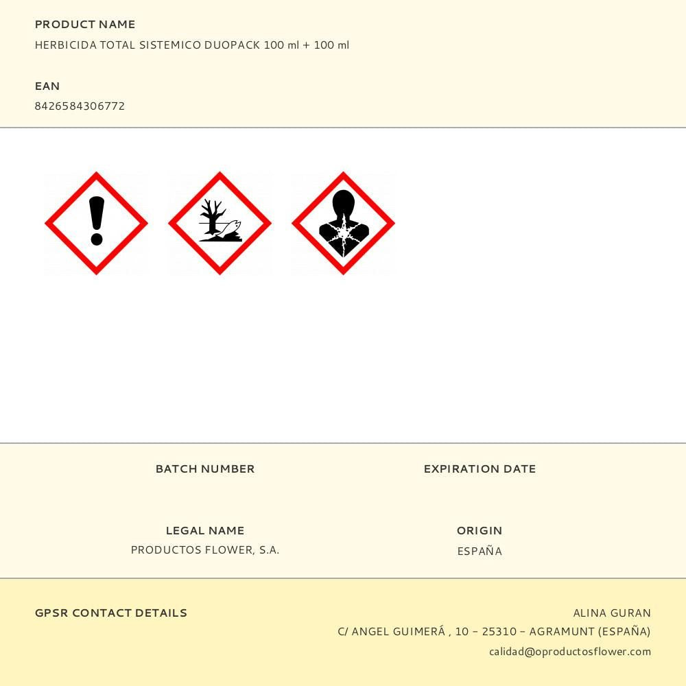 Herbicida total sistémico duopack 100 ml + 100 ml