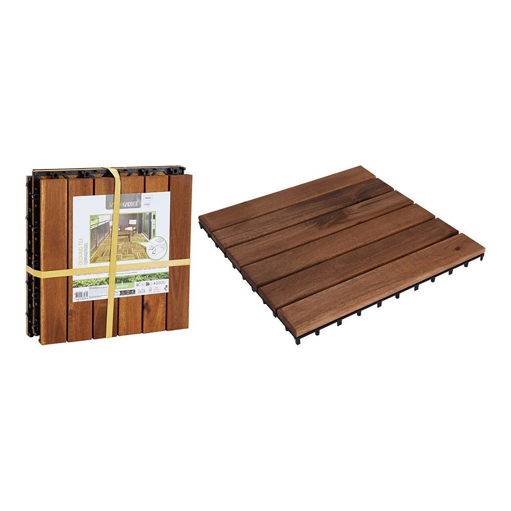 Baldosas de madera de acacia para terraza, 30 x 30 cm, 4 piezas