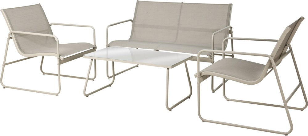 Conjunto de jardín, gris claro/blanco, 4 piezas