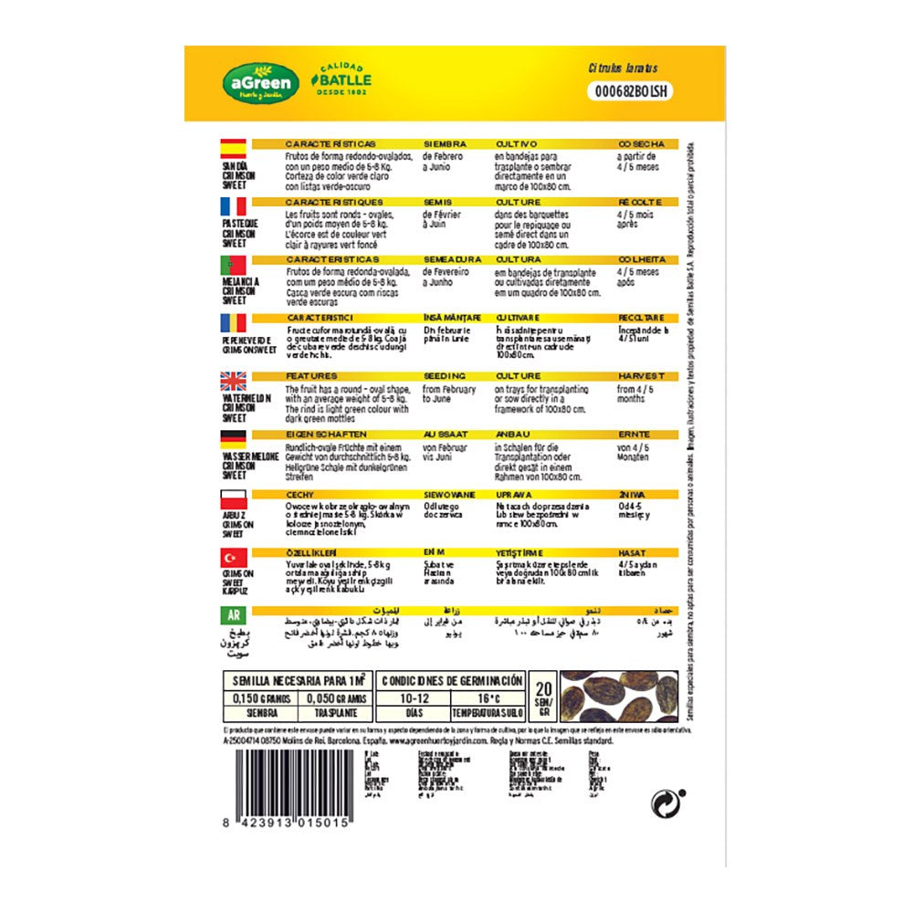 Sobre con semillas de sandía crimson sweet