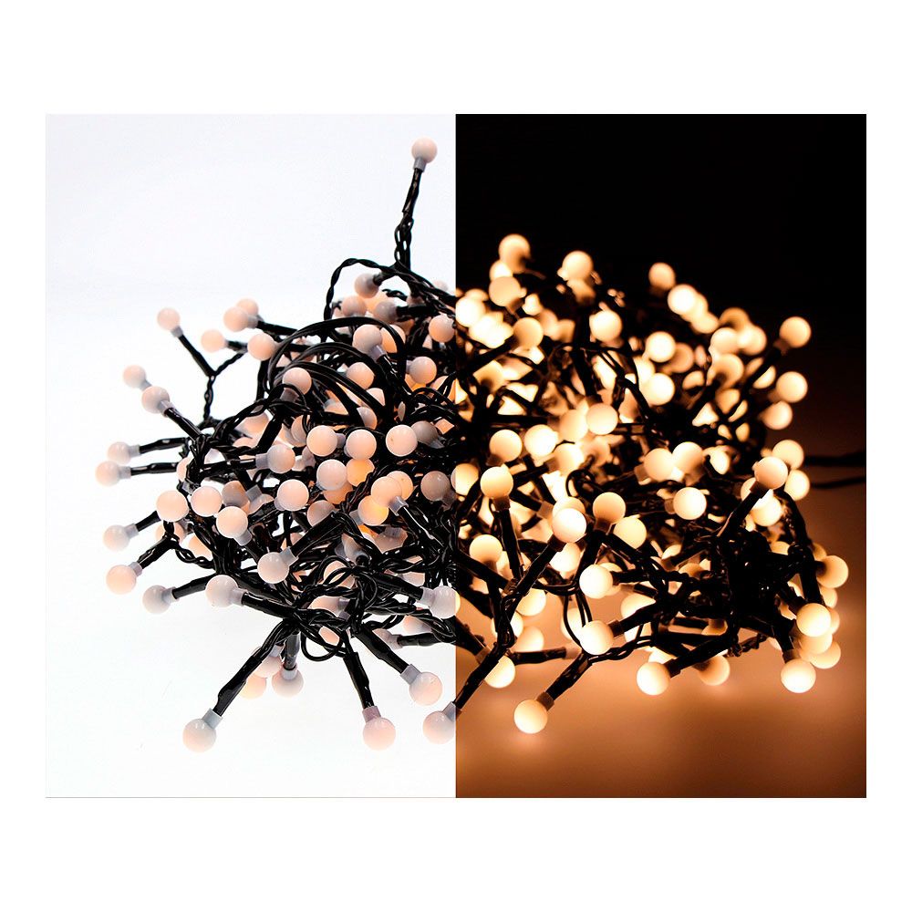 Guirnalda multifunción, uso exterior, cherry, luz cálida, cable negro, 500 leds, 11 m