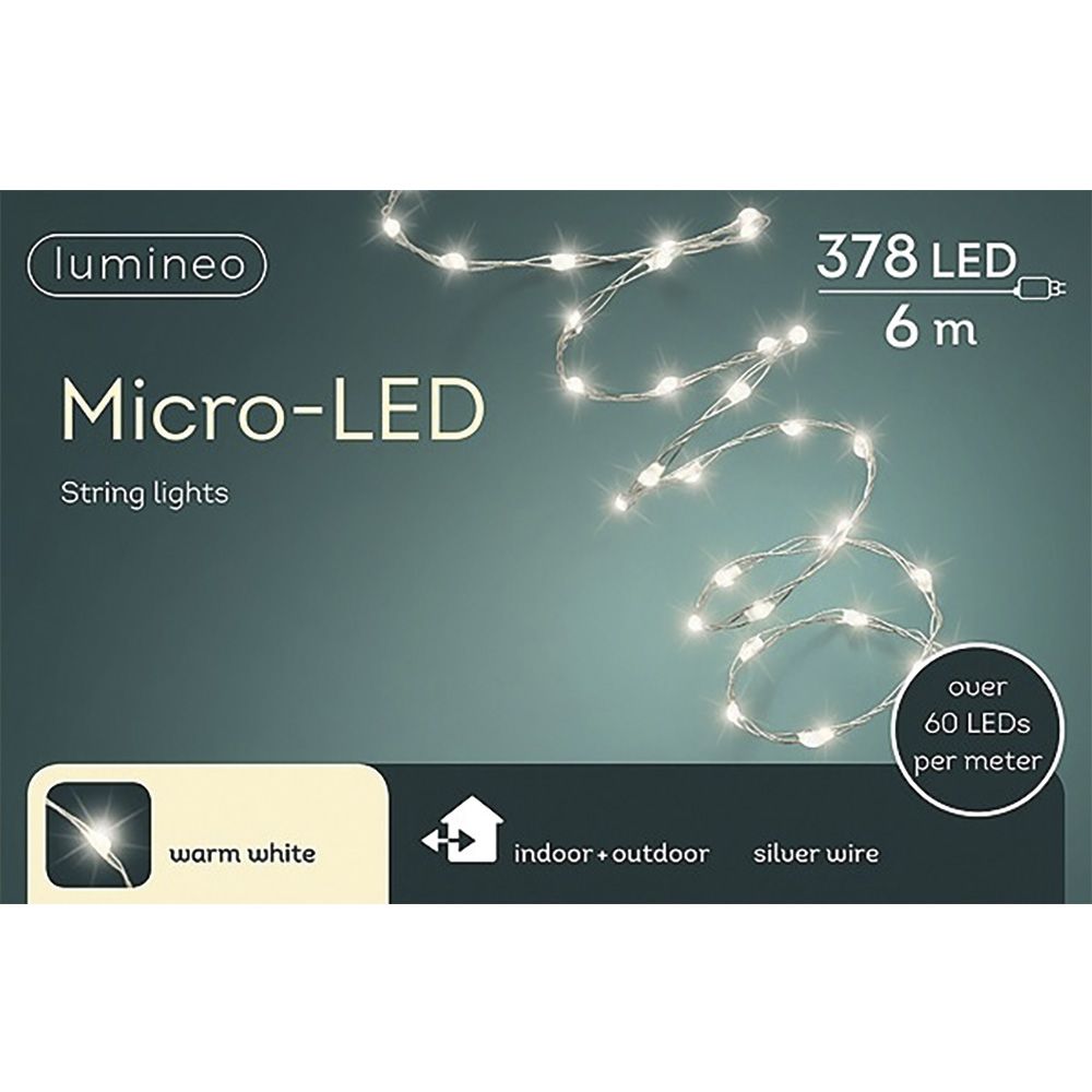 Guirnalda micro led 378 leds extra brillante, luz cálida, exterior, 6 m