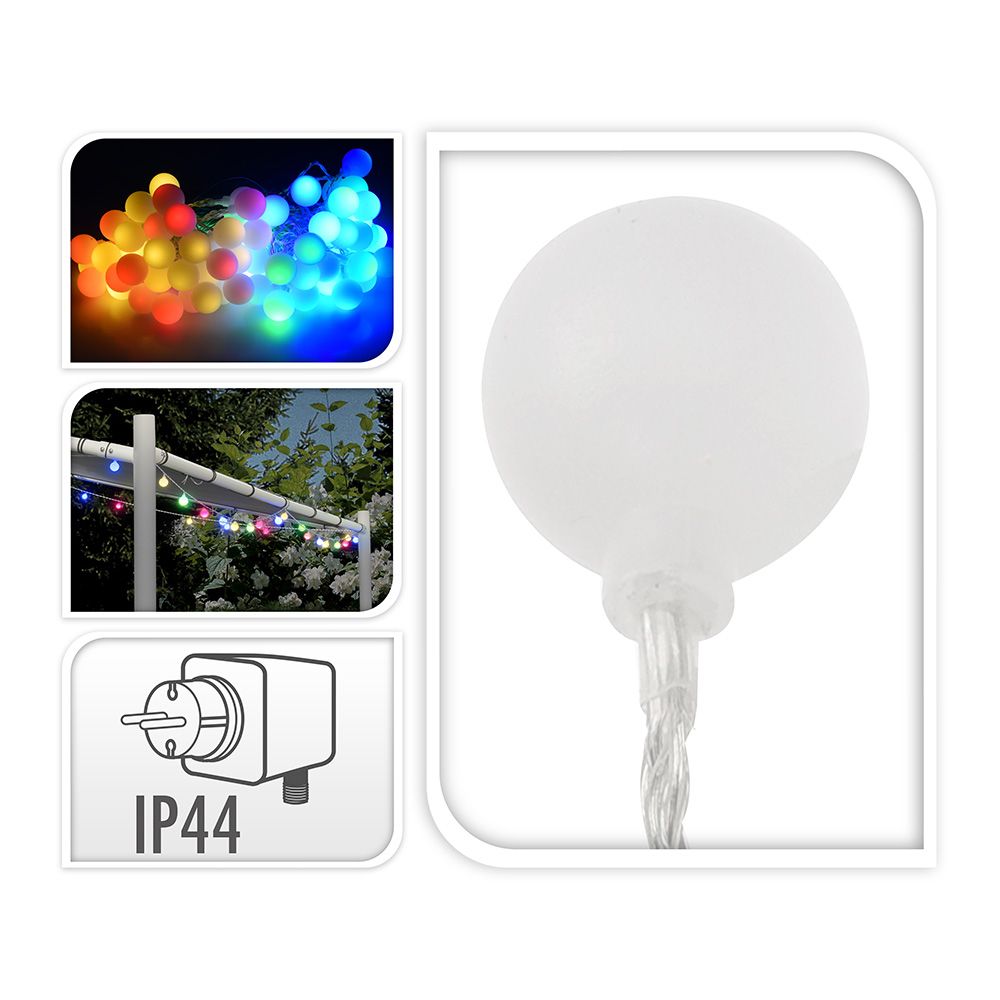 Guirnalda led party, fija, uso exterior, multicolor, 80 leds, 16 m