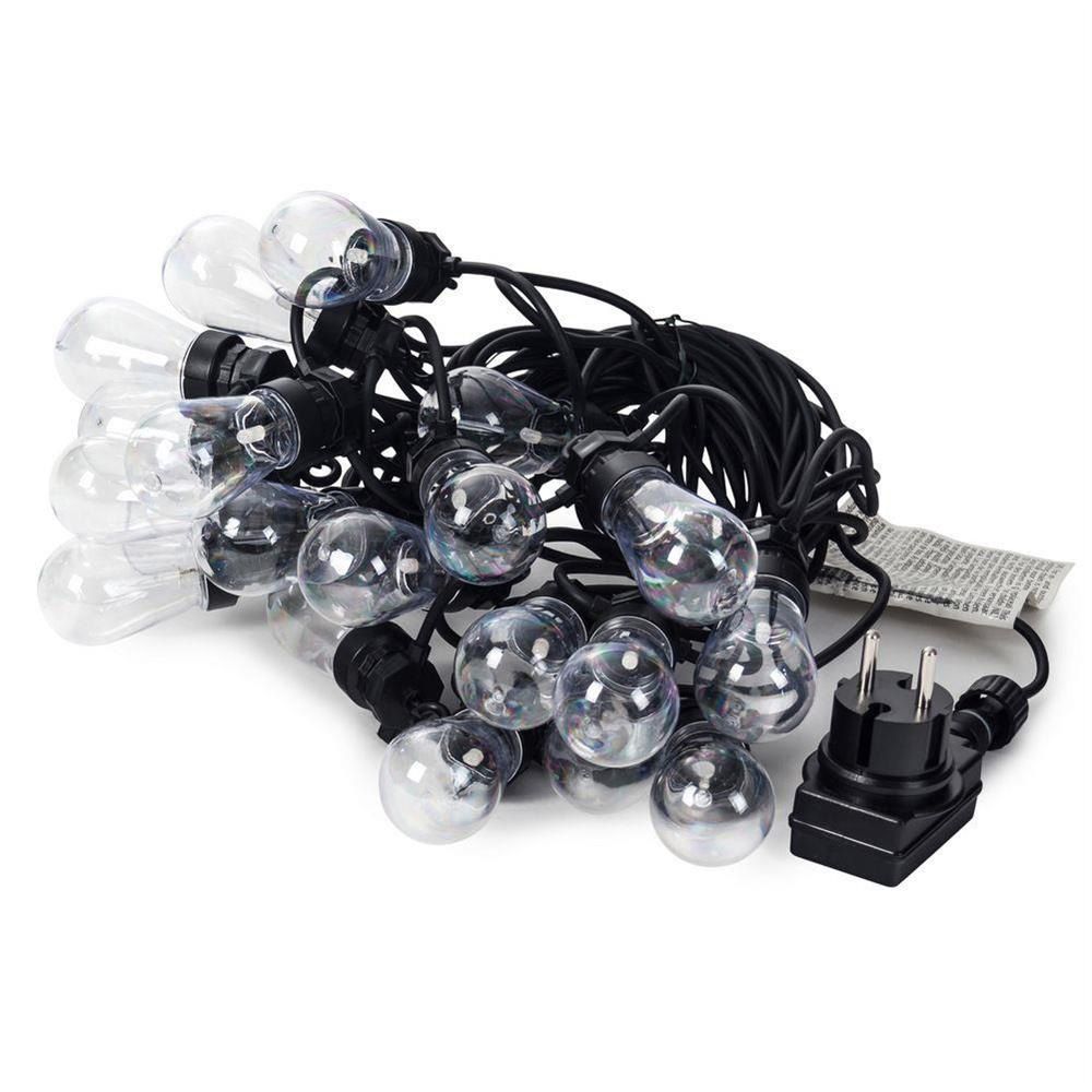 Guirnalda party lights, luz fija, uso exterior, blanco cálido, 20 led, 9,5 m