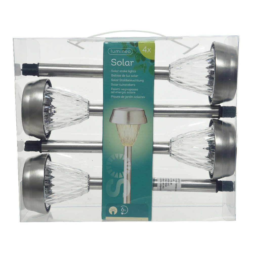Baliza inox luz calida 24 x 8 cm, 4 unidades