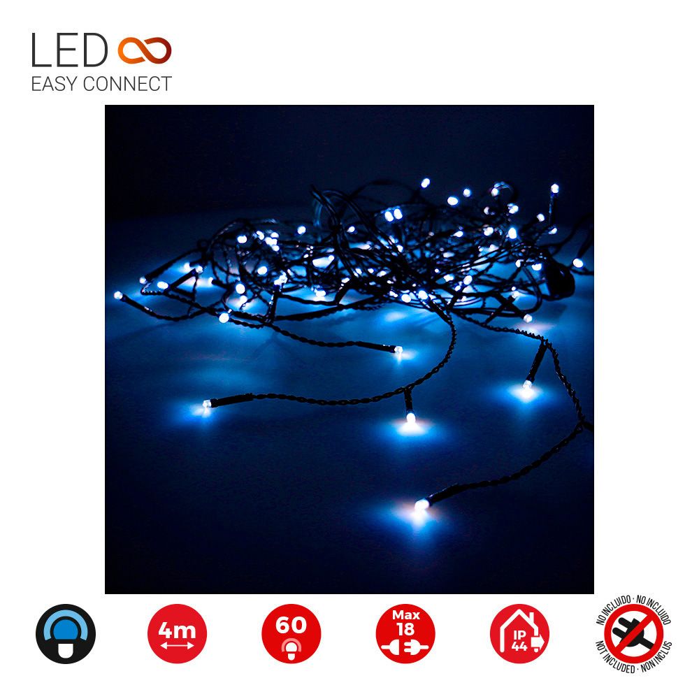 Guirnalda easy-connect 4m 60 leds azul 30v (ip44 interior-exterior) total 1,08w