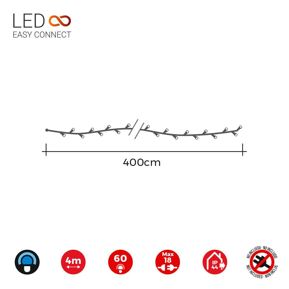 Guirnalda easy-connect 4m 60 leds azul 30v (ip44 interior-exterior) total 1,08w