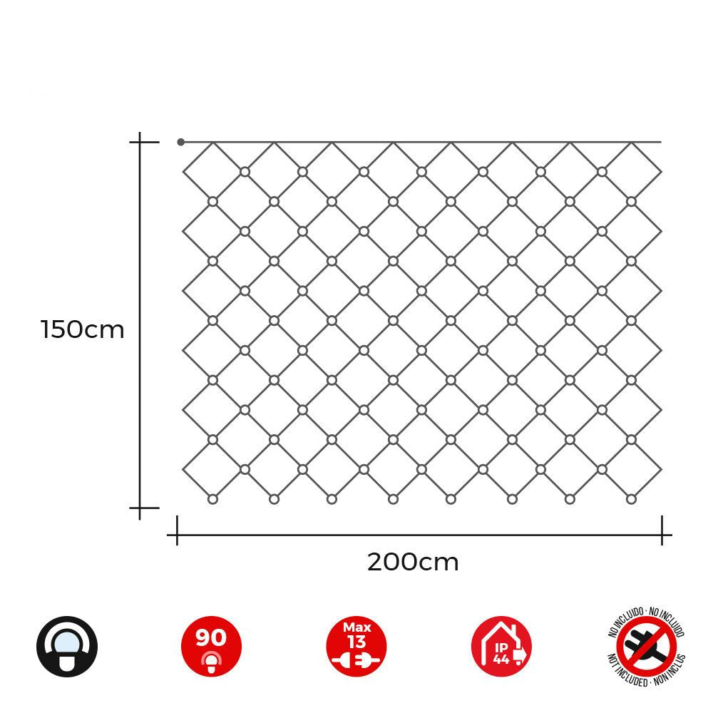 Cortina red easy-connect 2x1,5m 90 leds blanco frio 30v (interior-exterior) total 1,62w