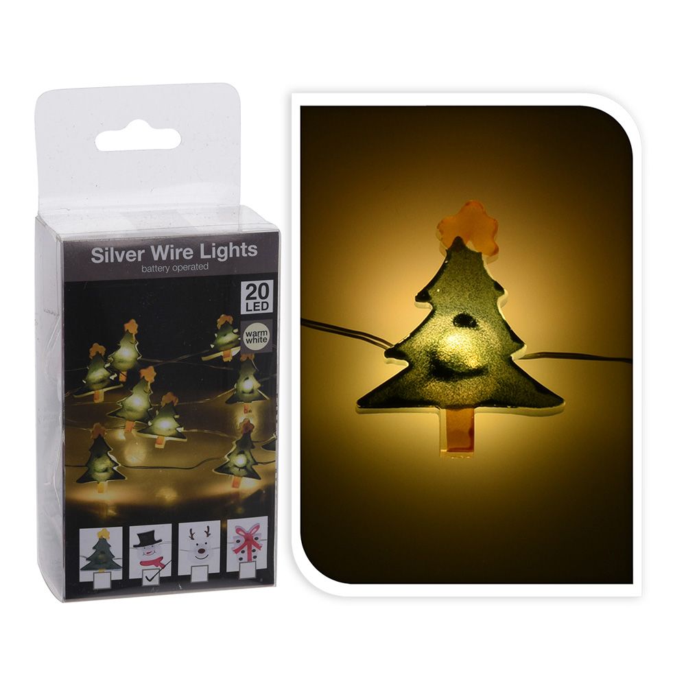 Guirnalda a pilas, función fija, uso interior, motivos navideños, 20 leds decorativos, 1,05 m modelos variados