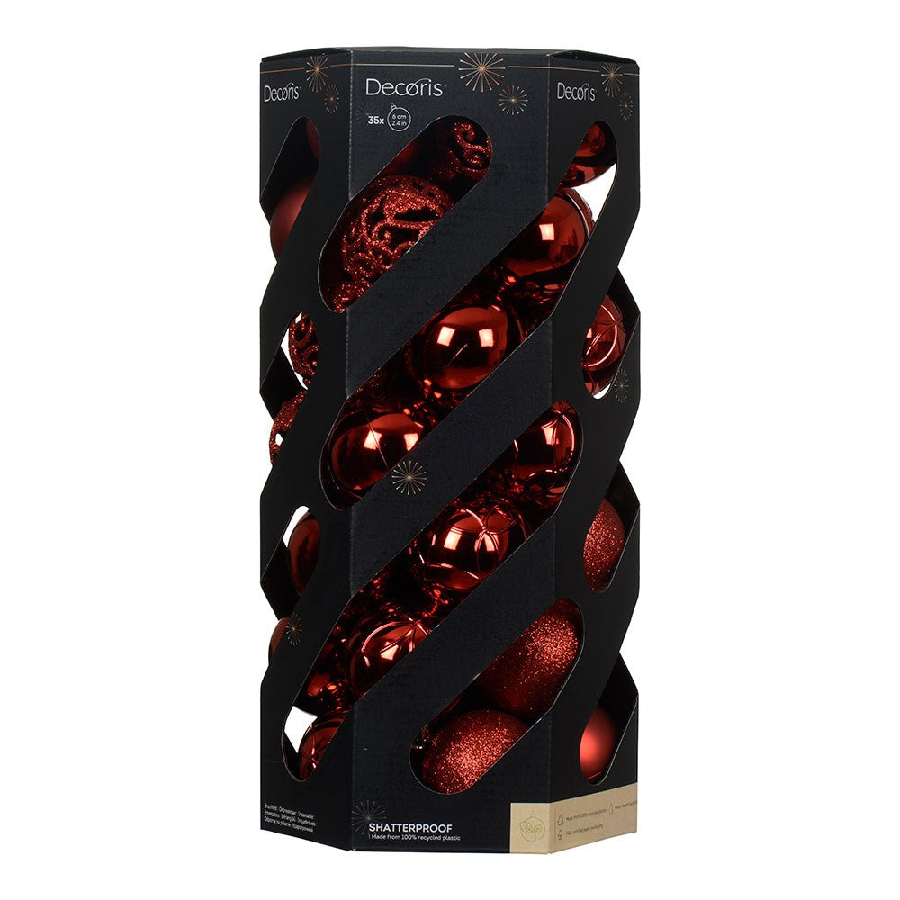 Bolas decoración árbol navidad ø6 cm, rojo, caja 35 uds