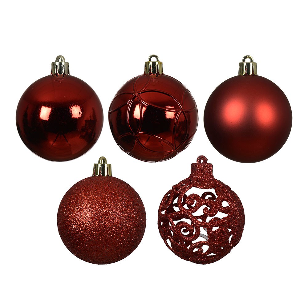 Bolas decoración árbol navidad ø6 cm, rojo, caja 35 uds