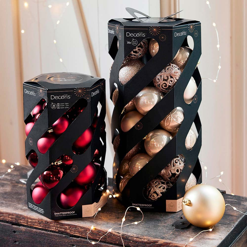 Bolas decoración árbol navidad ø6 cm, dorado, caja 35 uds