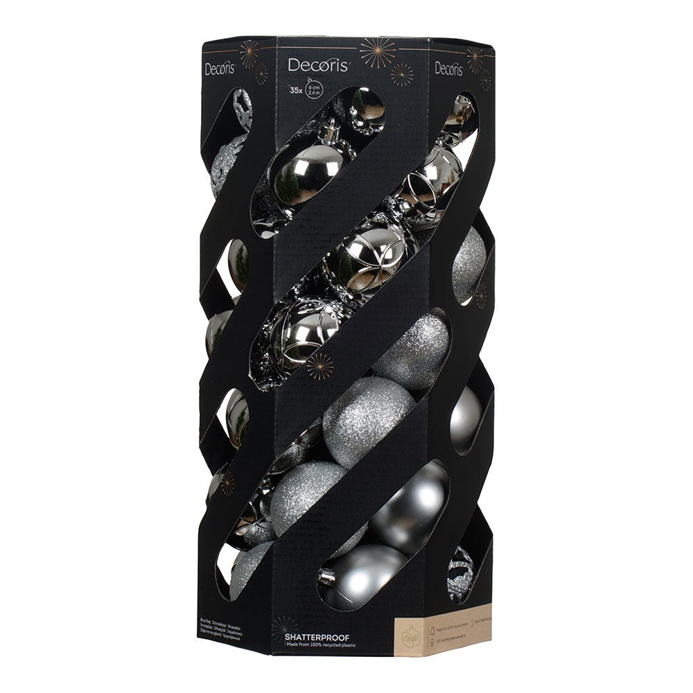 Bolas decoración árbol navidad ø6 cm, plata, caja 35 uds