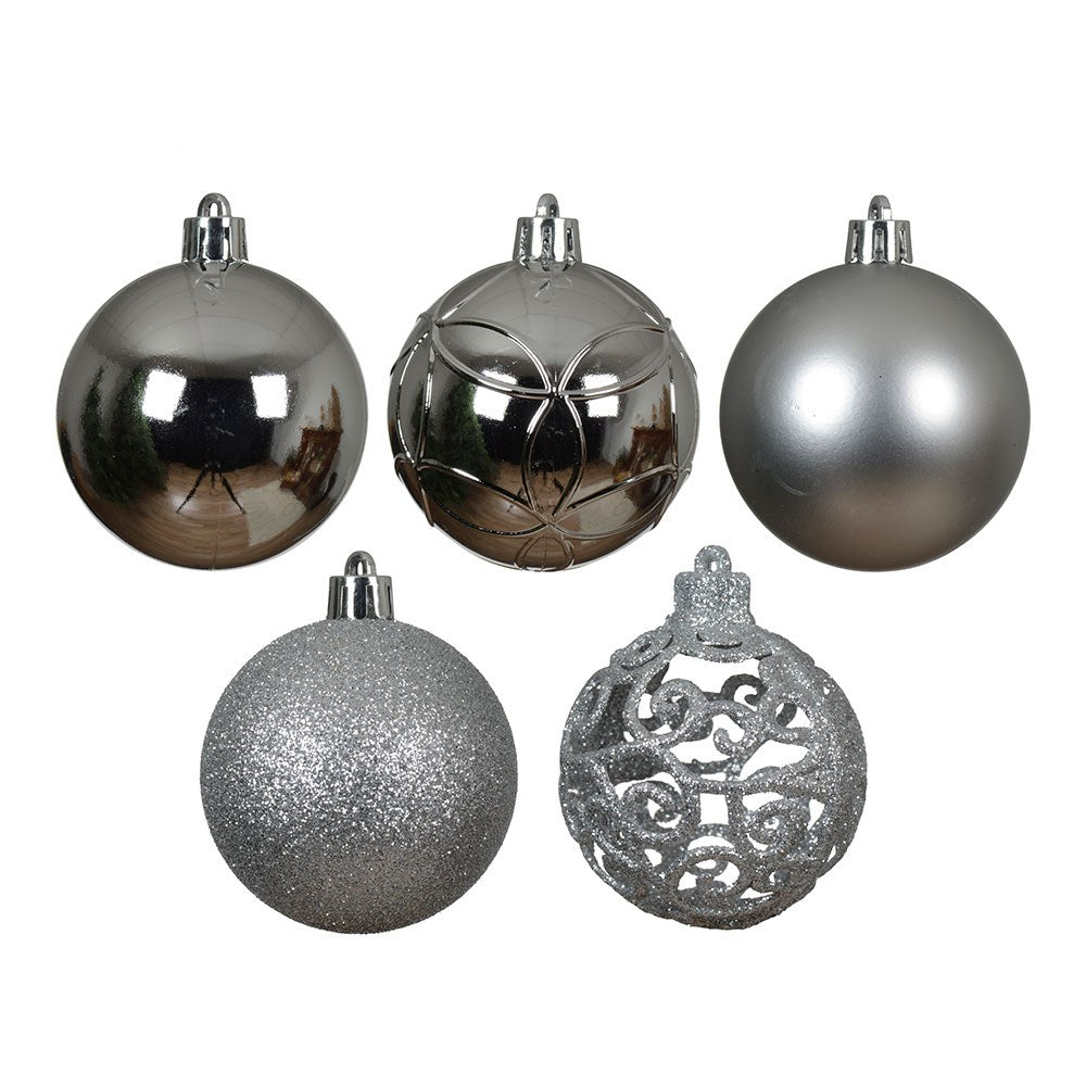Bolas decoración árbol navidad ø6 cm, plata, caja 35 uds