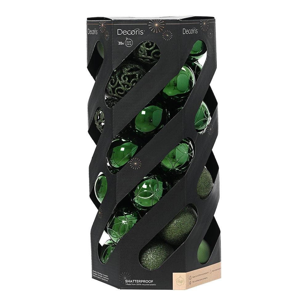Bolas decoración árbol navidad ø6 cm, verde, caja 35 uds