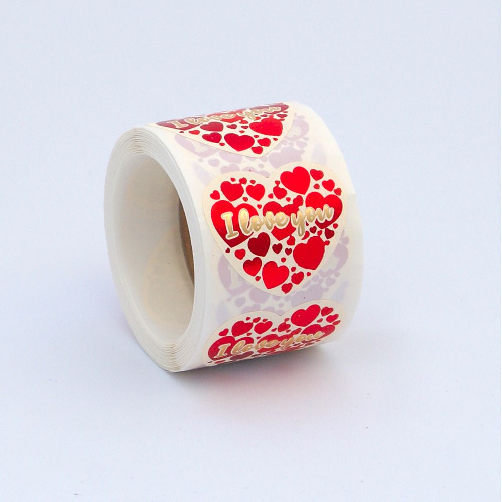 Etiquetas adhesivas corazón "i love you", 250 uds, 45 x 40 mm