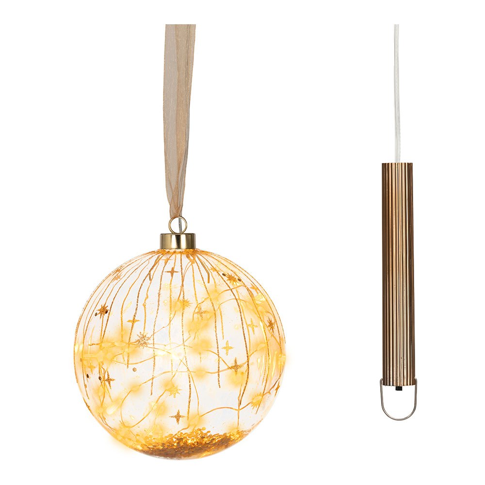Bola micro led luz cálida, uso interior, a pilas, ø14 cm, transparente con alambre cobre