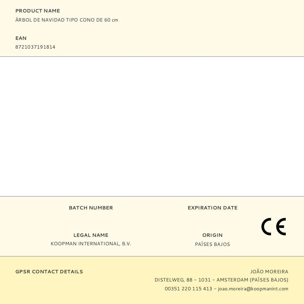 Árbol de navidad tipo cono de 60 cm