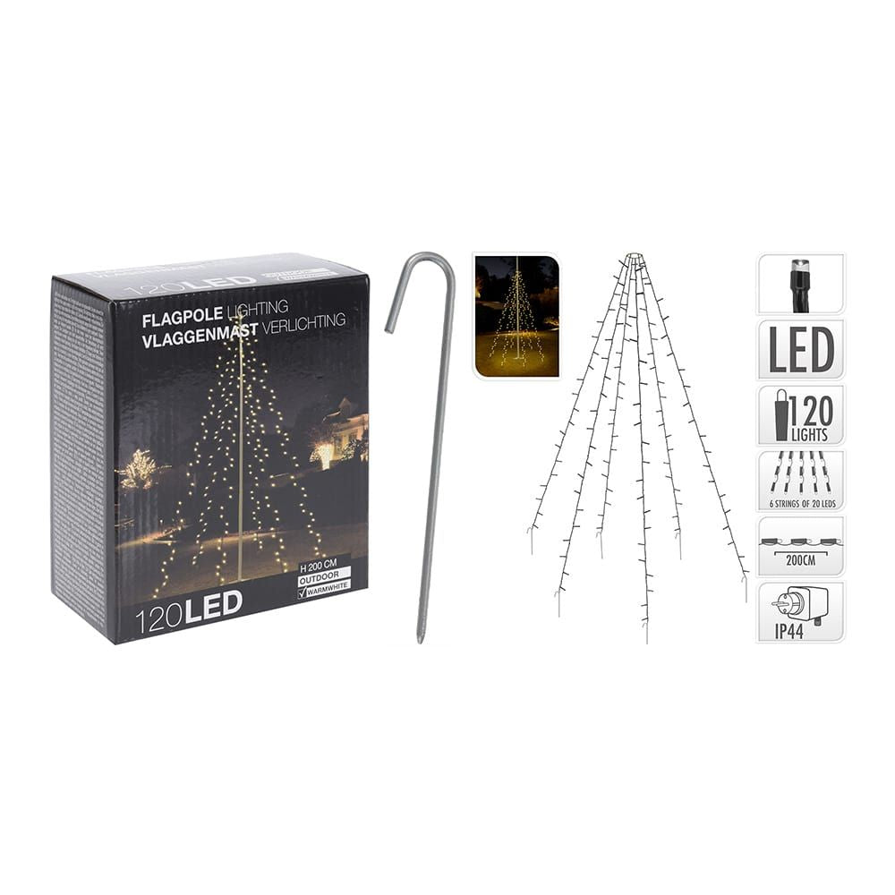 Cortina exterior, especial para arboles, blanco cálido, 120 leds, 2 m