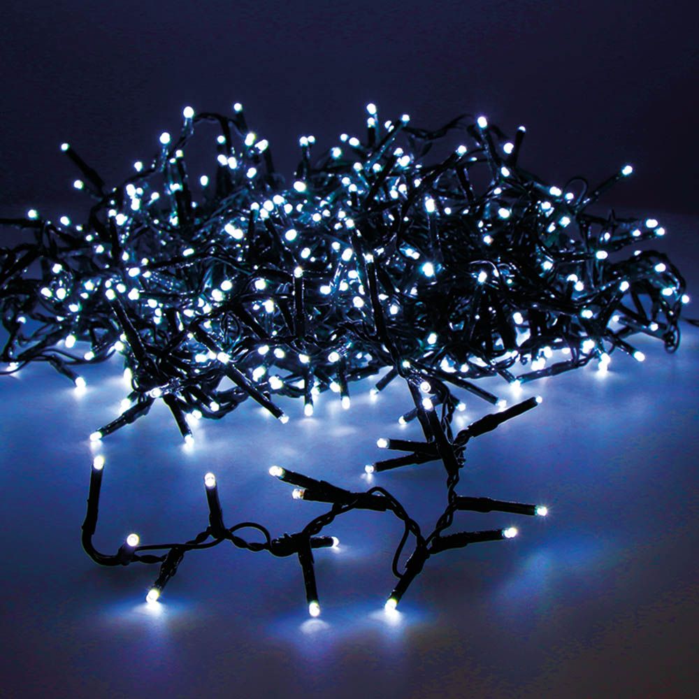 Guirnalda multifunción, uso exterior, led compact, azul, cable verde, 750 leds, 21 m