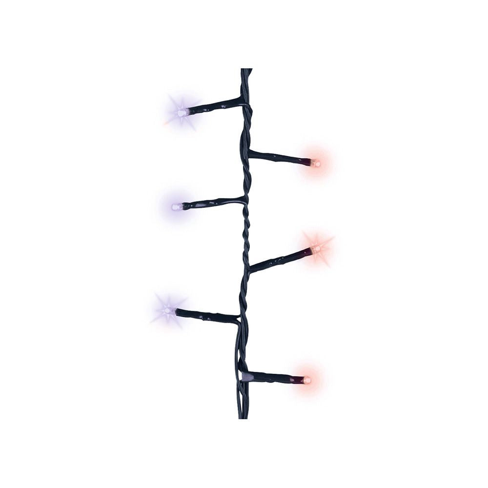 Guirnalda multifunción, uso exterior, led compact, morado y naranja, cable negro, 500 leds, 16 m