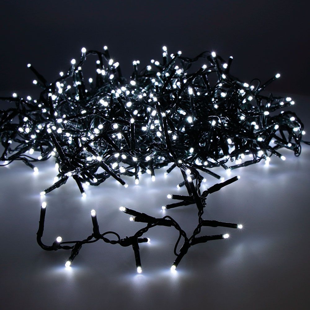 Guirnalda multifunción, uso exterior, led compact, blanco frío, cable verde, 500 leds, 16 m